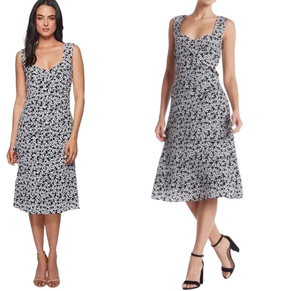 Nicole Miller Collection Asymmetrical Pleated Silk Dress Floral Size 4 - Picture 1 of 12